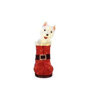 Home Accents Holiday 32 in. 80-Light LED Animated Tinsel Red Boot and Dog-TY419-1714 301685522
