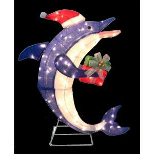 Home Accents Holiday 36 in. Pre-Lit Dolphin with Gift-TY467-1214 203266333