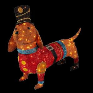 Home Accents Holiday 40 in. Pre-Lit Tinsel Dachshund Dog in Soldier Uniform-TY258-1414 204062106