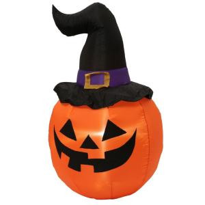 Home Accents Holiday 5 ft. Inflatable Outdoor Pumpkin with Witch Hat-58758 205832724