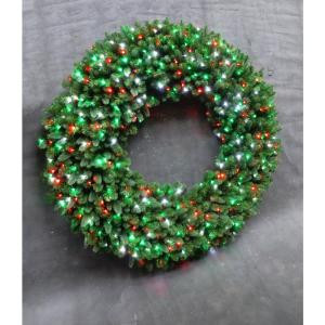 Home Accents Holiday 60 in. LED Pre-Lit Artificial Christmas Wreath with Micro-Style Red, Green and Pure White Lights-4723262-C29HO1 301728420
