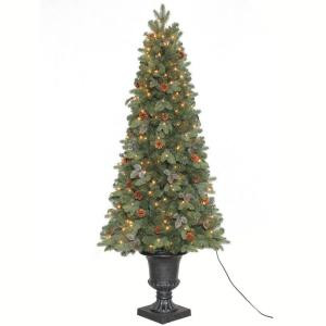 Home Accents Holiday 6.5 ft. Greenland Potted Artificial Christmas Tree with 250 Clear Lights-TV66P2534C00 203995446