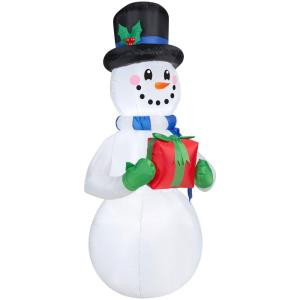 Home Accents Holiday 6.5 ft. H Inflatable Snowman with Present-36685 205920282