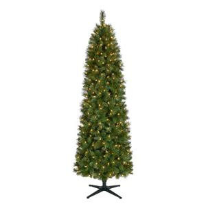 Home Accents Holiday 7 ft. Pre-Lit LED Wesley Spruce Artificial Christmas Pencil Tree with Warm White Lights-TG70M5410L00 301579335