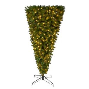 Home Accents Holiday 7 ft. Pre-Lit LED Wesley Spruce Artificial Christmas Upside Down Tree with Color Changing Lights-TG70M3W89D01 301575510