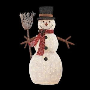 Home Accents Holiday 72 in. LED Lighted PVC Cotton String Snowman with Broom-TY136-1614 206954417