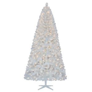 Home Accents Holiday 7.5 ft. Pre-Lit LED Glossy White North Hill Spruce Quick-Set Artificial Christmas Tree with Warm White Lights-TG76M2O71L00 206771032