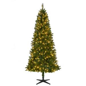 Home Accents Holiday 7.5 ft. Pre-Lit LED Wesley Spruce Slim Artificial Christmas Tree with Color Changing Lights-TG76M3P08D05 301579655