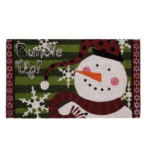 Home Accents Holiday Bundle Up Snowman 17 in. x 29 in. Coir and Vinyl Holiday Mat-520946 207122144