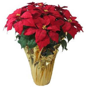Home Accents Holiday Christmas 28 in. X-Large Red Silk Poinsettia in Foil Pot-03X3035R14 206949843