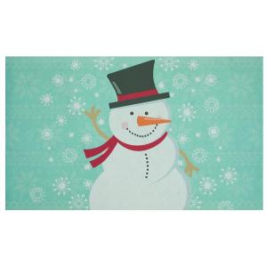 Home Accents Holiday Elegant Entry Waving Snowman 18 in. x 30 in. Holiday Door Mat-564421 301747783