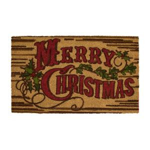 Home Accents Holiday Rustic Christmas 18 in. x 30 in. Coir Holiday Mat-564476 301747780