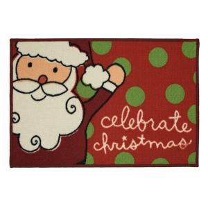 Home Accents Holiday Santa Celebrates 17 in. x 29 in. Printed Holiday Mat-520922 207037257