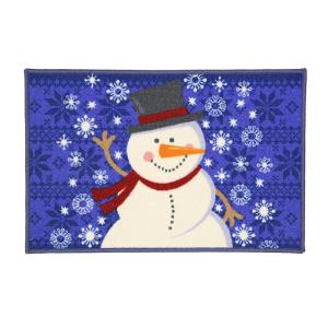 Home Accents Holiday Snowman Blue Sweater 17 in. x 29 in. Printed Holiday Mat-519872 206993479