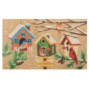 Home Accents Holiday Winter Birdhouse Burlap 18 in. x 30 in. Door Mat-60799080018x30 207037138