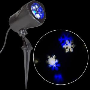 LightShow Blue and White Snowflake Projection Spotlight Stake-37405 205928088