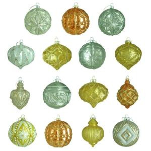 Martha Stewart Living 100 mm Holiday Shimmer Ornament Assortment (15-Count)-HEGL23HS 207045428
