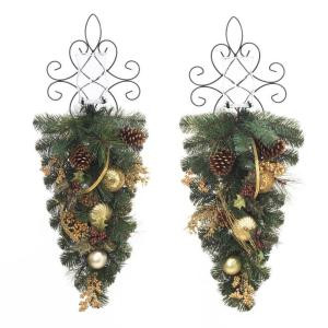 Martha Stewart Living 36 in. Unlit Golden Holiday Artificial Mixed Pine Swag (Set of 2)-2258670HD 205984019