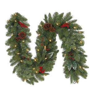 Martha Stewart Living 6 ft. Battery Operated Winslow Artificial Mantle Garland with 35 Clear LED Lights-GT60P4598L00 205983492