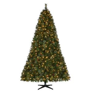 Martha Stewart Living 7.5 ft. Pre-Lit LED Alexander Pine Quick-Set Artificial Christmas Tree with Pinecones and Warm White Lights-TG76M5311L00 206770999