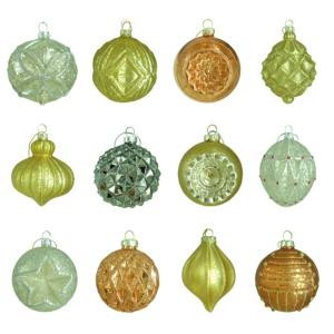 Martha Stewart Living 80 mm Holiday Shimmer Assortment Ornament (12-Count)-HEGL21HS 207045467