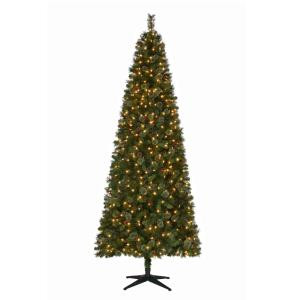Martha Stewart Living 9 ft. Pre-Lit LED Alexander Pine Quick-Set Artificial Christmas Tree with Pinecones and Warm White Lights-TG90M5311L00 206770995
