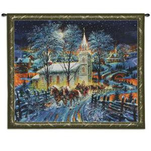 Midnight Clear Wall Tapestry 43 in. Midnight Clear Festive Wall Tapestry-5666-WH 300803375