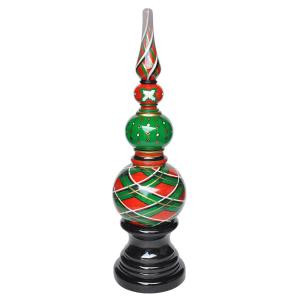 MPG 42.25 in. H Green Plaid Christmas Topiary with Pedestal Base in Cast Stone-PF7706 301849656