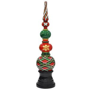MPG 52 in. H. Green Plaid Holiday Topiary with Pedestal Base in Composite-MPC7706.REV 303202989