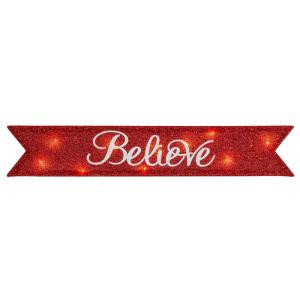 Mr. Christmas 6 in. Believe Christmas Tinsel Message Banner-19031 302505808