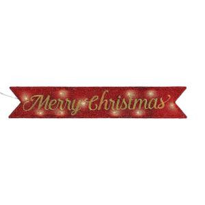 Mr. Christmas 6 in. Merry Christmas Tinsel Message Banner in Red-10951 302505788