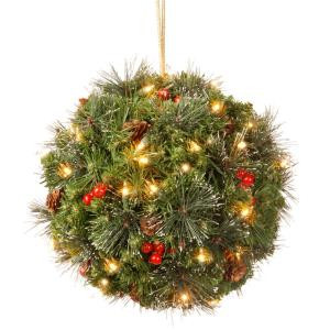 National Tree Company 12 in. Crestwood Spruce Kissing Ball with Battery Operated Warm White LED Lights-CW7-318-12B-1 300487165