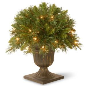 National Tree Company 18 in. Tiffany Fir Porch Artificial Bush with Clear Lights-TF3-18PBLO 300120601