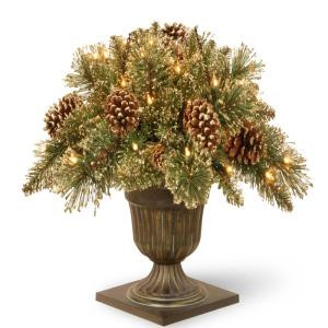 National Tree Company 2 ft. Glittery Gold Pine Porch Artificial Bush with Clear Lights-GGP1-300-24P 300120625