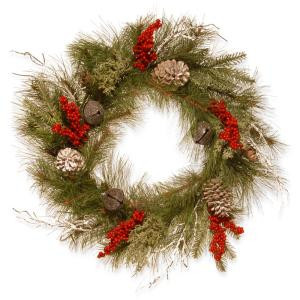 National Tree Company 24 in. Bells and Berries Artificial Wreath-RAC-15090W24 300154645