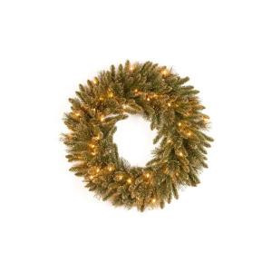 National Tree Company 24 in. Glittery Gold Pine Artificial Wreath with Glitter, Gold Cones, Gold Glittered Berries-GPG3-341-24W 205299298