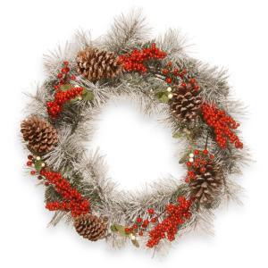 National Tree Company 24 in. Snowy Pine Artificial Wreath-RAC-14202W24 300154649