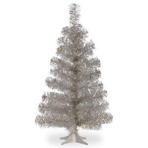 National Tree Company 3 ft. Silver Tinsel Artificial Christmas Tree-TT33-700-30-1 300487959