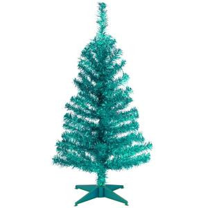 National Tree Company 3 ft.Turquoise Tinsel Artificial Christmas Tree-TT33-714-30-1 300487975