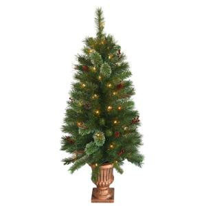 National Tree Company 4 ft. Glistening Pine Entrance Artificial Christmas Tree with Clear Lights-GN19-306-40 300120622