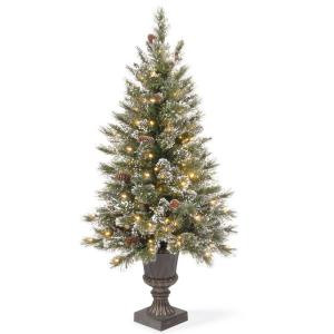 National Tree Company 4 ft. Glittery Bristle Entrance Artificial Christmas Tree with Clear Lights-GB3-306-40 300120602