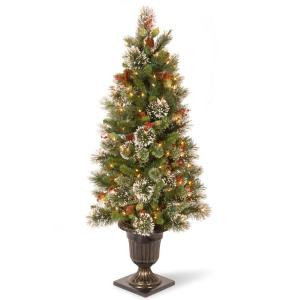 National Tree Company 4 ft. Wintry Pine Entrance Artificial Christmas Tree with Clear Lights-WP1-302-40 300120617