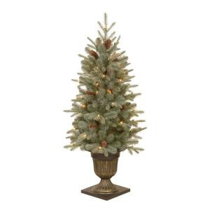National Tree Company 4.5 ft. Feel-Real Alaskan Spruce Potted Artificial Christmas Tree with Pinecones and 100 Clear Lights-PEFA1-309-45 205080009