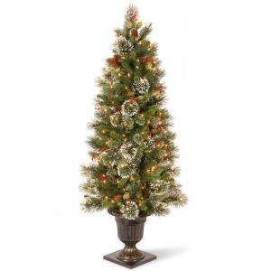 National Tree Company 5 ft. Wintry Pine Entrance Artificial Christmas Tree with Clear Lights-WP1-302-50 300120607