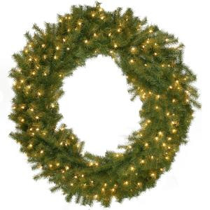 National Tree Company 60 in. Norwood Fir Artificial Wreath with 300 Clear Lights-NF-60WLO 202214874