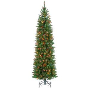National Tree Company 6.5 ft. Kingswood Fir Pencil Artificial Christmas Tree with Multicolor Lights-KW7-313-65 207183187