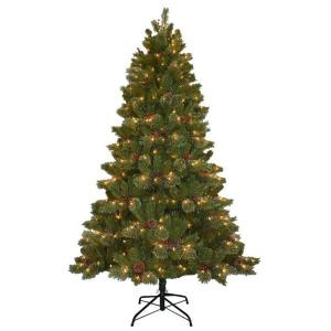 National Tree Company 7.5 ft. Cashmere Cone and Berry Decorated Artificial Christmas Tree with 550 Clear Lights-CCB19-75LO 205146866