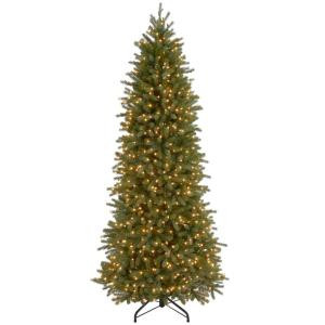 National Tree Company 7.5 ft. Jersey Fraser Fir Artificial Christmas Pencil Slim Tree with Clear Lights-PEJF1-362-75 300443214