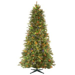 National Tree Company 7.5 ft. PowerConnect Tiffany Fir Artificial Christmas Slim Tree with Multicolor Lights-PETF4-305P-75MS 300443241