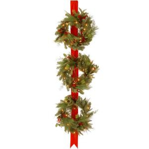National Tree Company Decorative Collection Triple 77 in. Artificial Wreath Door Hang with Clear Lights-DC13-114L-18W 300154666